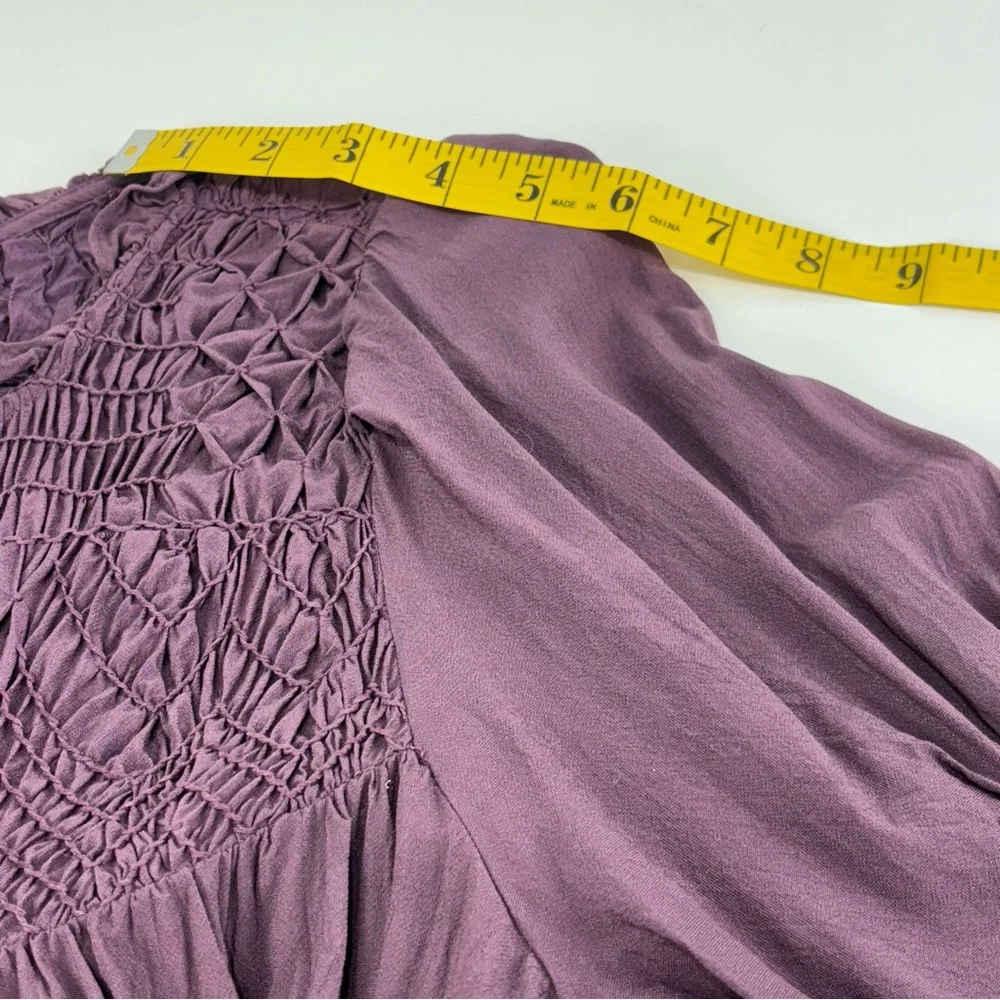 Free People smoked long sleeve mock top purple grape size L